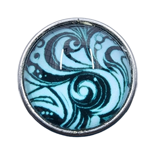 Multicolor Black and Lighter Blue Swirl Snap
