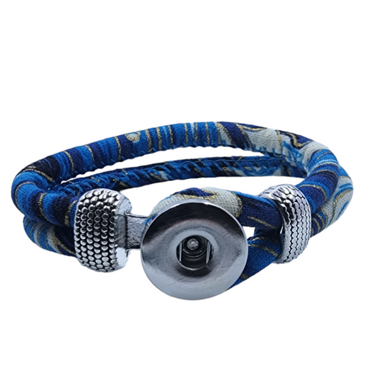 Blue Abstract Print Snap Bracelet
