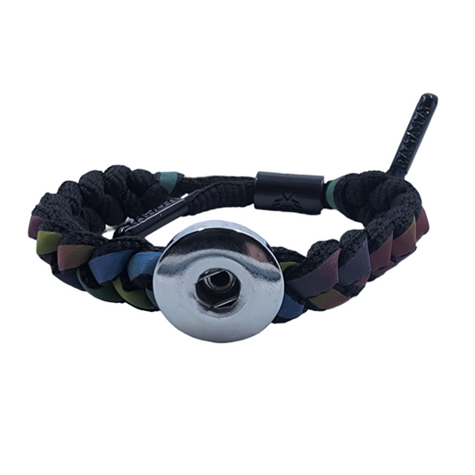 Braided Multicolor Black Adjustable Snap Bracelet