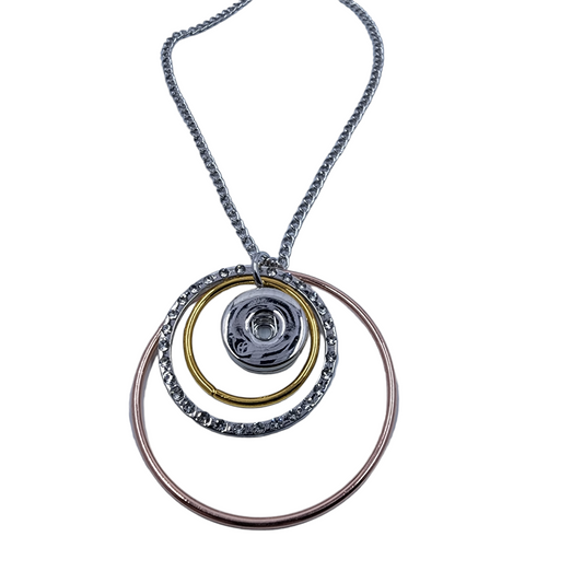 Rose Gold, Silver and Gold Circle Snap Necklace