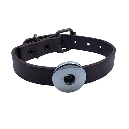 Brown Adjustable Single Snap Bracelet
