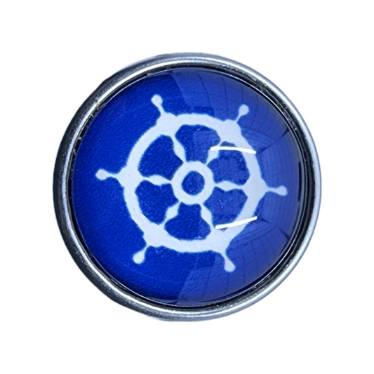 Nautical Blue and White Ship Wheel Snap