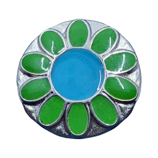 Green and Blue Flower Silver Snap