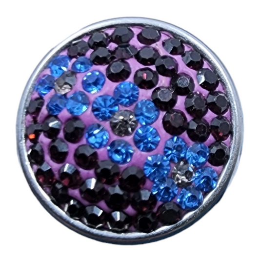 Purple and Blue Rhinestone Flower Snap