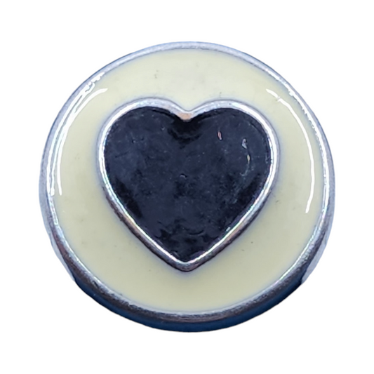 Enamel Black & White Heart